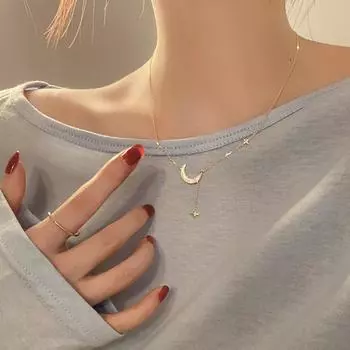 Ожерелье со звездой Moon Mang, ожерелье Beimu с гальваническим покрытием из настоящего золота, роскошные и высококачественные корейские новые ювелирные изделия с легким цирконием 6#