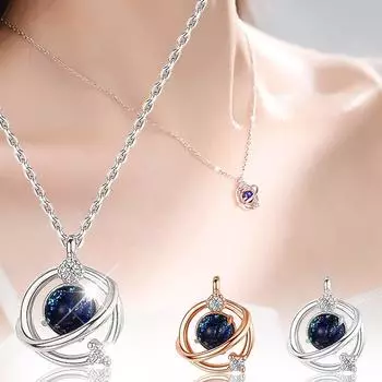 Ожерелье со звездой Вселенной, женская цепочка на ключицу, блестящий бриллиантовый кулон, подарок, ювелирное изделие, подарок One Size