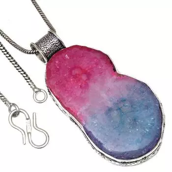 Ожерелье Солнечный Друзский Драгоценный Камень Ручной Работы Антикварное Серебряное Украшение 2.25