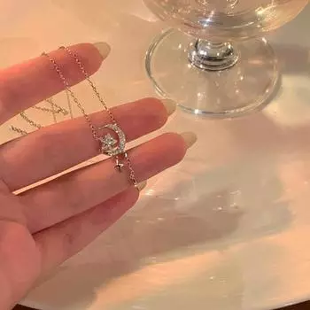 Ожерелье Star Moon, женское, легкое, роскошное, нишевый дизайн, цепочка на ключицу Sense Star Moon, летняя подвеска из нержавеющей стали