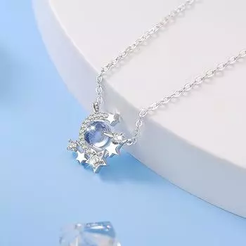 Ожерелье Star Moon, женское, легкое, роскошное, нишевый дизайн, Sense Dream, цепочка на ключицу из нержавеющей стали со звездой и луной, синее, лунное ожерелье
