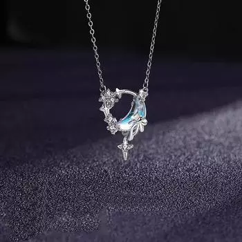 Ожерелье Star Moon, женское, легкое, роскошное, нишевое, дизайн, чувство, циркониевый бант, нержавеющая сталь, ключичная цепочка, темперамент, Star Moon