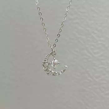 Ожерелье Star Moon Женское легкое роскошное нишевое дизайнерское чувство из нержавеющей стали с бриллиантами Star Moon Clavicle Chain