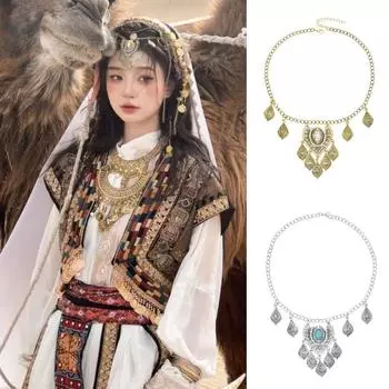 Ожерелье Стразы Головная повязка Кисточка Тиара Головные уборы Элегантные Этнические Головные Цепи Путешествия