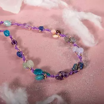 Ожерелье Стрельца Аметист, яшма, халцедон, лабрадорит, лазурит, голубой апатит, зеленый авантюрин