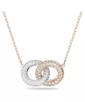 Ожерелье Swarovski Dextera с прозрачными кристаллами и розовым золотым покрытием в виде переплетенных кругов 5414999 для женщин белый
