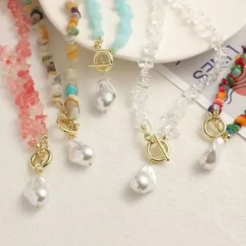 Ожерелье-свитер Популярное разноцветное изысканное ожерелье-свитер Ожерелье с камнями Ожерелье из искусственного жемчуга на ключице Ожерелье-свитер Подарок на день рождения