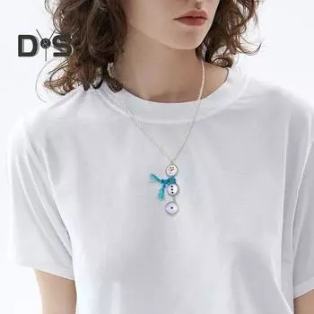 Ожерелье-свитер с подвеской в виде снеговика с шарфом, регулируемая длина, сплав, ретро-одежда, украшения, рождественский подарок, праздничное ожерелье синий