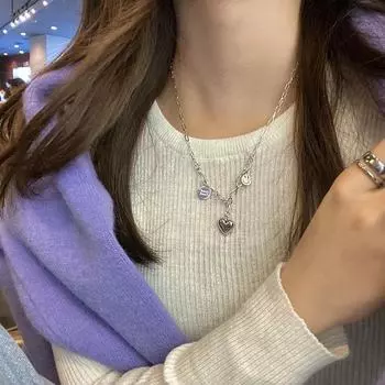Ожерелье-свитер со смайликом осень-зима - женская роскошная цепочка на ключицу 2025 Heart necklace