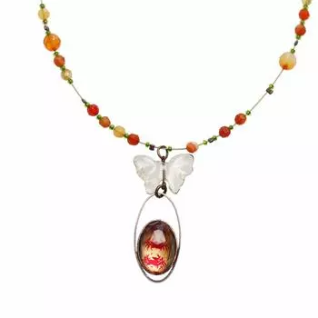 Ожерелье TAMARUSAN из проволоки с крабом, дымчатый кварц, красный, легкий, стильный, роскошный подарок