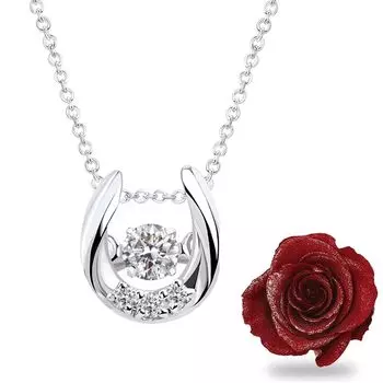 Ожерелье «Танцующий камень» в форме подковы с сохраненными цветами и коробкой-розой [Sears] sp10-0001-1218-shoe