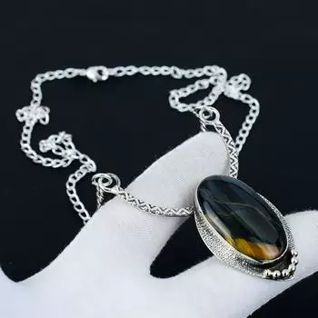 Ожерелье «Тигровый глаз», драгоценный камень «Тигровый глаз», Ожерелье из стерлингового серебра 925 пробы, Ювелирные изделия из натурального тигрового глаза для женщин, Ожерелье «Тигровый глаз» для подарков 20 коричневый