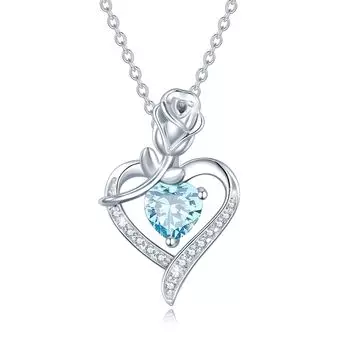 Ожерелье Топаз Камень ноября Мотив Роза Сердце Ожерелье Серебряные украшения Аксессуары Рождество День рождения Годовщина Подарочная упаковка Принадлежности
