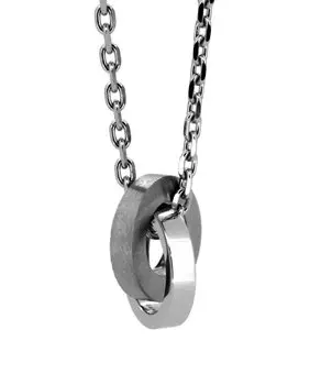 Ожерелье Tri ожерелье логотип двойное кольцо хирургическая нержавеющая сталь прямые продажи серебро [Львиное сердце] LH-1 мужское