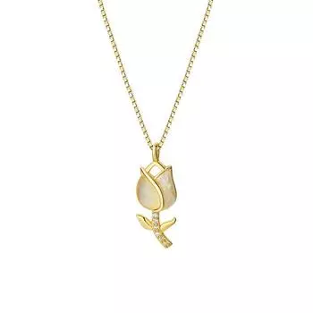 Ожерелье-тюльпан, повседневный, изысканный, универсальный, цепочка для воротника, легкая, роскошная, высокого качества, простая, женская