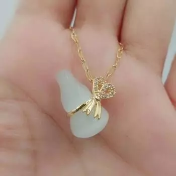 Ожерелье-тыква, Женский кулон из имитации зеленого нефрита, Тайганг не выцветает, Этнический стиль, Индивидуальная универсальная темпераментная цепочка на ключицу белый