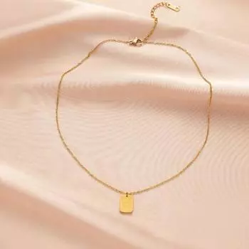 Ожерелье удачи с квадратным кулоном, регулируемая цепочка, гальванизированная титановая сталь, для повседневных поездок на работу и обратно на шею