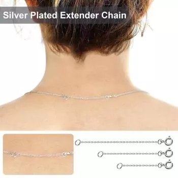 Ожерелье удлиненная цепь с пружинной застежкой 3/5/8 см посеребренное прочное и надежное ожерелье 3 серебряный