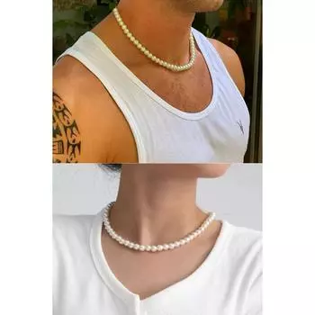 Ожерелье унисекс с белым жемчугом