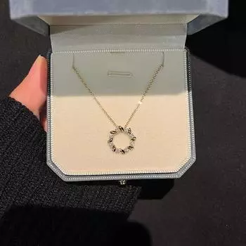 Ожерелье «Венок на удачу», женское, легкое, роскошное, модное, кольцо Мебиуса, цепочка на ключицу, нержавеющая сталь, циркониевая цепочка в виде листа