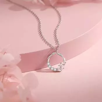 Ожерелье «Венок на удачу», женское, летнее, легкое, роскошное, темпераментное, с розовым цирконием, маленький цветок, цепочка на ключицу из нержавеющей стали