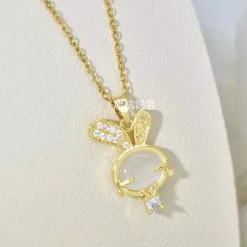 Ожерелье «Ветряной кролик» Женское Легкая роскошь Высокий класс Милый опаловый кулон Изысканная шейная цепочка