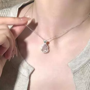 Ожерелье в этническом стиле из тыквы-имитации белого халцедона, новая китайская легкая роскошная цепочка из прозрачного нефрита с имитацией ключицы