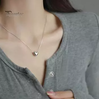Ожерелье в форме сердца для женщин, маленькое серебряное колье с подвеской в виде сердца, простое модное ювелирное украшение, подарок для ее девушки, жены, годовщины, Дня святого Валентина серебряный