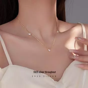 Ожерелье в форме сердца из серебра Banyan Tree S925 — японский роскошный нишевый дизайн для женщин, трендовая цепочка на ключицу Love NS1054 серебряный