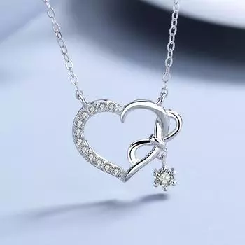 Ожерелье в форме сердца из стерлингового серебра 925 пробы с бриллиантами, корейская классическая женская модная цепочка на ключицу 925