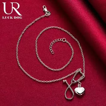 Ожерелье в форме сердца из стерлингового серебра 925 пробы, модные свадебные украшения 45CM