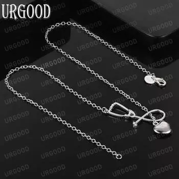 Ожерелье в форме сердца из стерлингового серебра 925 пробы, модные свадебные украшения 45CM