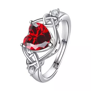 Ожерелье в форме сердца, Подвеска, Серьги-пусеты, Набор украшений с рубинами, Набор украшений из трех предметов для женщин