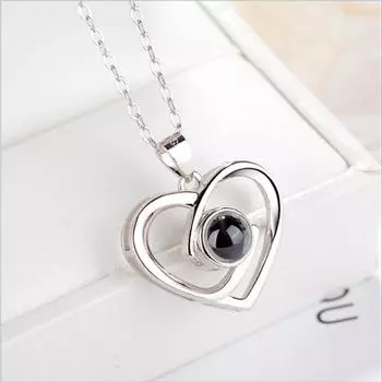 Ожерелье в форме сердца с проекцией 100 языков, ключичная цепочка