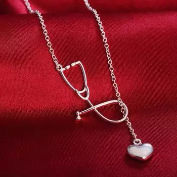 Ожерелье в форме сердца, серебряные подарки для вечеринок, модные украшения 45cm