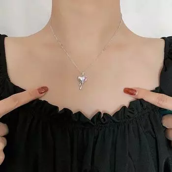 Ожерелье в форме тающего сердца в стиле ретро с неровными буквами розового циркония Love Heart Clavicel Chain Girl Gift for Girl