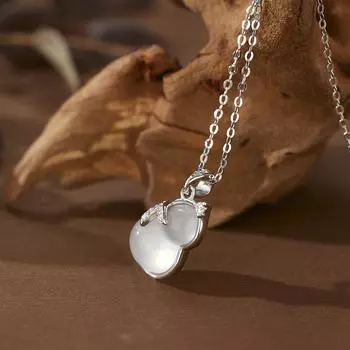 Ожерелье в форме тыквы из стерлингового серебра 925 пробы с прозрачным халцедоном, женское, легкое, роскошное, подвеска, ниша, цепочка на ключицу 925 silver