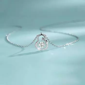 Ожерелье в форме тыквы в корейском стиле из стерлингового серебра с простым пульсирующим сердечком и цирконовым орнаментом 925