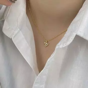 Ожерелье в форме завитка Ожерелье с подвеской в форме сердца Серьги в стиле ниши Сладкое персиковое сердце