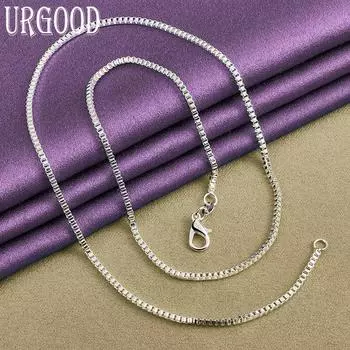 Ожерелье в клетку из стерлингового серебра 925 пробы, модные ювелирные изделия 50cm