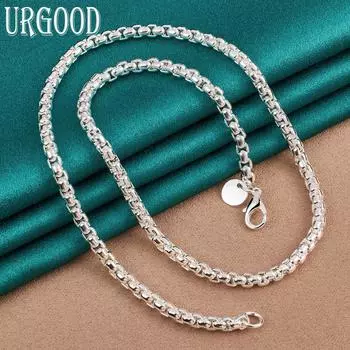 Ожерелье в клетку из стерлингового серебра 925 пробы диаметром 4 мм, модные ювелирные изделия 45cm