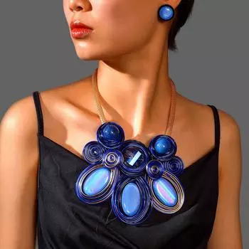 Ожерелье в стиле барокко, ручная работа, ожерелье из алюминиевой проволоки в форме цветка, серьги, комплект, аксессуары красный