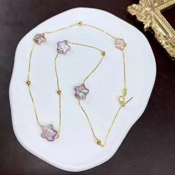 Ожерелье в стиле барокко с натуральным инопланетянином, минималистичная цепочка с жемчужным воротником и небесной звездой, женская 40CM