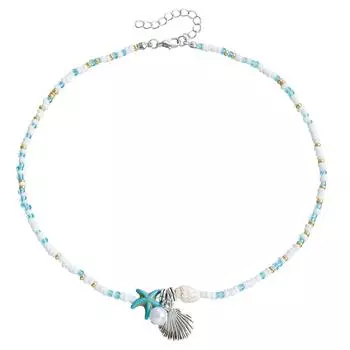 Ожерелье в стиле бохо с морской звездой, женское, ветряное, креативное, с бисером, ракушкой, ключичная цепочка, персонализированная цепочка на шею
