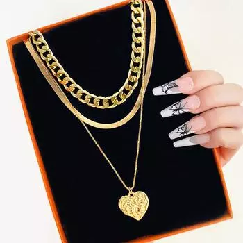 Ожерелье в стиле бохо, ювелирные изделия, ожерелье из 3 предметов, модное 2023, новое женское ожерелье, винтажная золотая цепочка, модное ожерелье с подвеской золотой