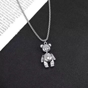 Ожерелье в стиле европейский и американский хип-хоп, милый мультяшный робот, подвеска в виде панды, цепочка из нержавеющей стали