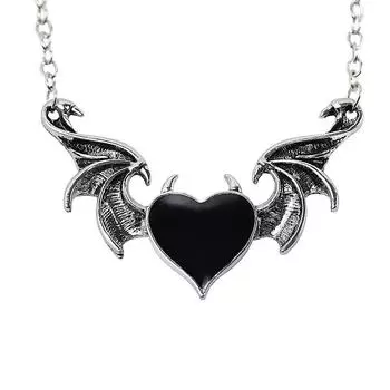 Ожерелье в стиле гот-панк с сердцем и крыльями летучей мыши, ожерелье EMO, ожерелье Kpop Y2k, ювелирный подарок для женщин, мужчин