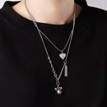 Ожерелье в стиле хип-хоп из титановой стали с подвеской для девочек, цепочка на ключицу, не выцветает, сетка красного цвета, универсальные ювелирные изделия серебряный