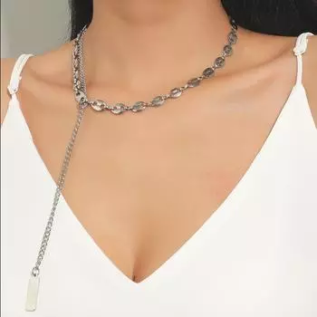 Ожерелье в стиле хип-хоп, металлическая цепочка в стиле ретро, цепочка на ключицы, трендовое длинное ожерелье с кисточками, женские ювелирные изделия, модные аксессуары