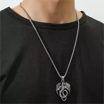 Ожерелье в стиле хип-хоп, мужское персонализированное ожерелье с подвеской из титановой стали, модные мужские украшения в стиле ретро One Size чёрный